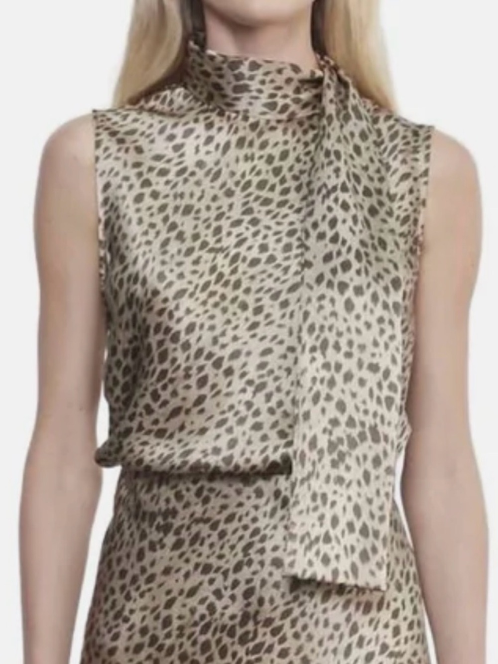 Enza Costa silk scarf top in cheetah print NWT medium 100% silk